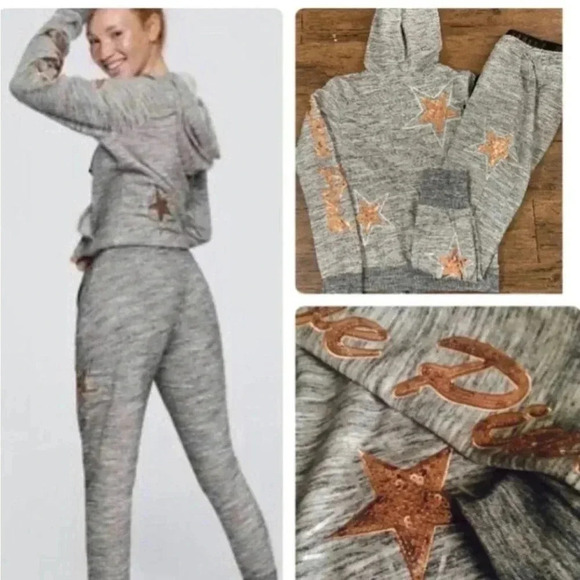 PINK VS HTF BLING  HOODIE AND JOGGERS S - Picture 1 of 8